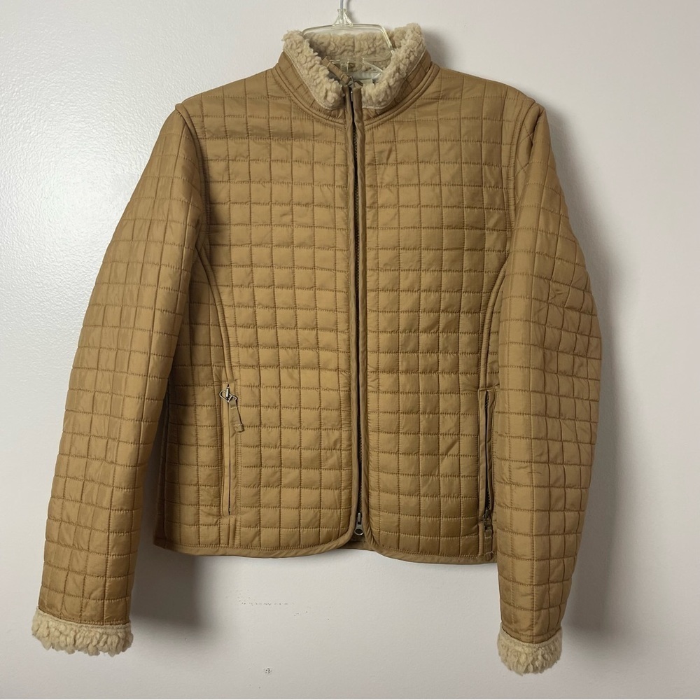 Tsunami Quilted Fleece-Lined Bomber Jacket – Tan – Size Medium